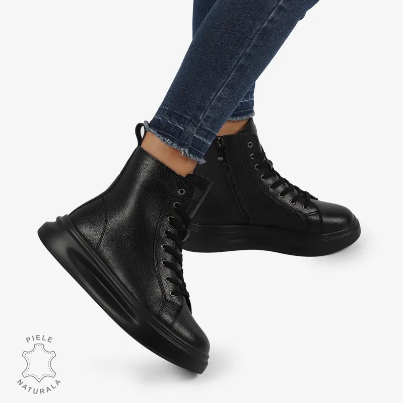 Ghete dama din Piele Naturala CRL0652 Negru