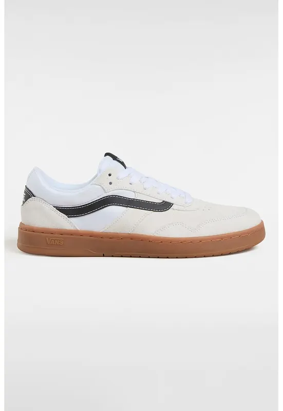 Tenisi unisex din piele intoarsa cu logo - Alb/Negru/Crem