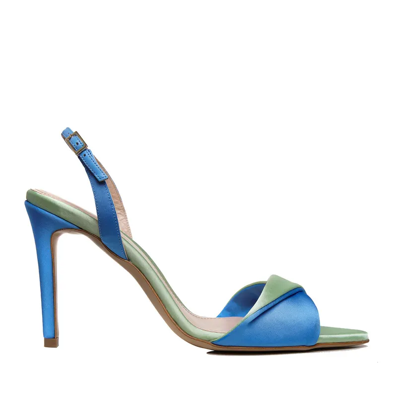 Sandale Cleo Satin, Varf Ascutit, Blue-Verde