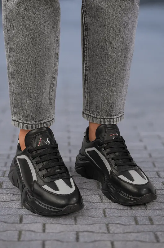 Pantofi Sport de Barbati din Piele Negru cu Gri - MIKE