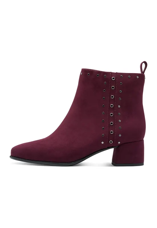 Botine cu fermoar si tinte - Visiniu