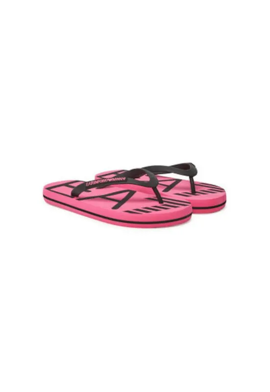 Papuci flip-flop dama Emporio Armani - XCQ004 XK196 - Sintetic - Negru/Roz - Negru/Roz