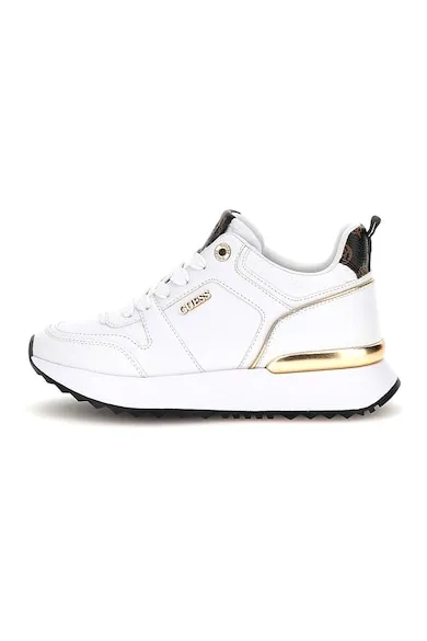 Pantofi sport de piele ecologica cu logo - Alb