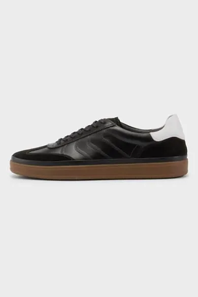 Pantofi sport cu insertii de piele intoarsa - Negru