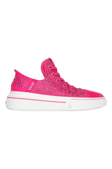 Tenisi slip-ins cu aplicatii din strasuri Snoop One - Fucsia/Argintiu
