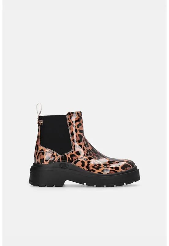 Ghete Chelsea cu animal print - Maro