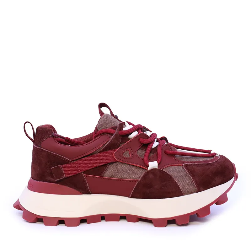 Sneakers femei bordo din piele și textil 1992DP0490VBO