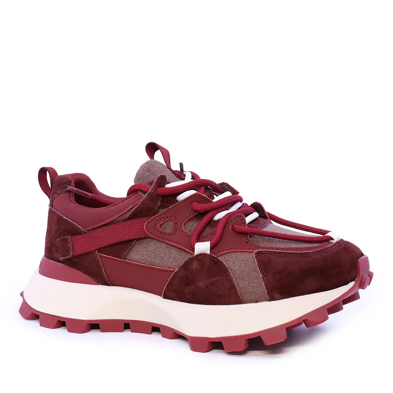 Sneakers femei bordo din piele și textil 1992DP0490VBO — imaginea 2