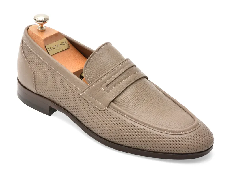 Mocasini eleganti LE COLONEL gri, 62260, din piele naturala