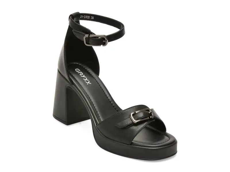 Sandale GRYXX negre, 1321D30, din piele naturala