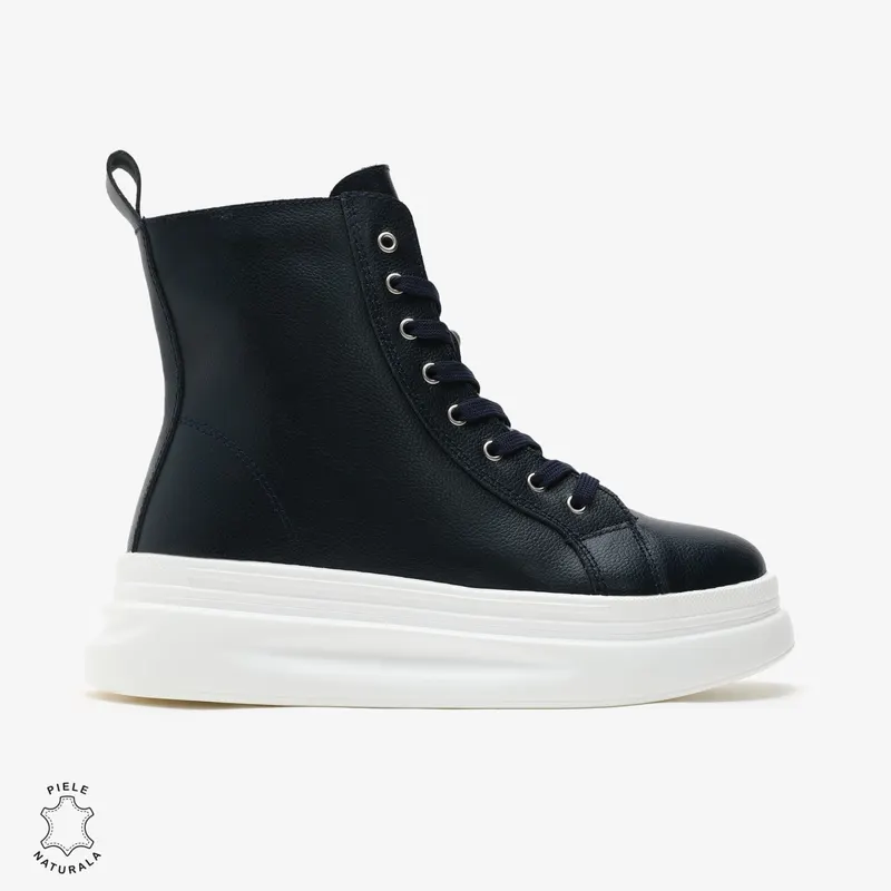 Ghete dama din Piele Naturala CRL0652 Bleumarin