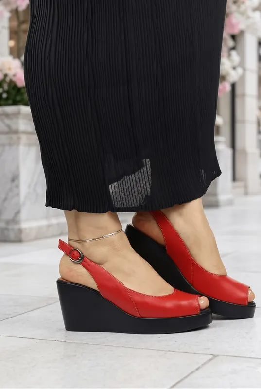 Sandale din Piele Rosie cu Talpa Ortopedica - ZIFRY RED