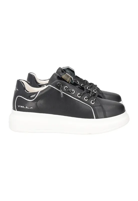 Pantofi sport cu insertii din piele - Negru