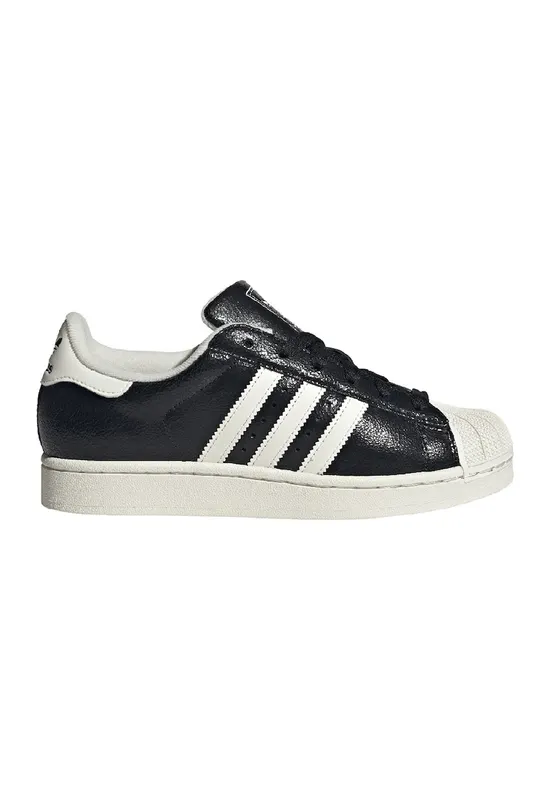 Pantofi sport din piele cu aspect retro Superstar II - Negru