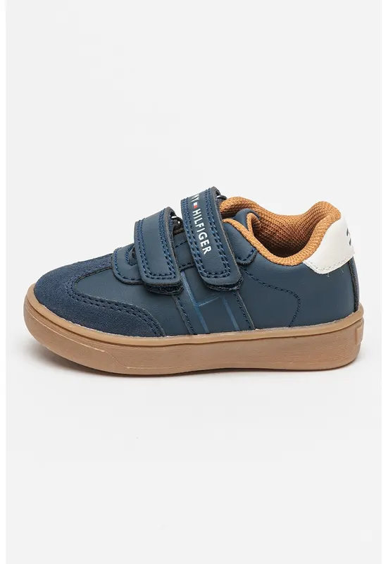 Pantofi sport low-cut cu velcro - Caramel/Bleumarin