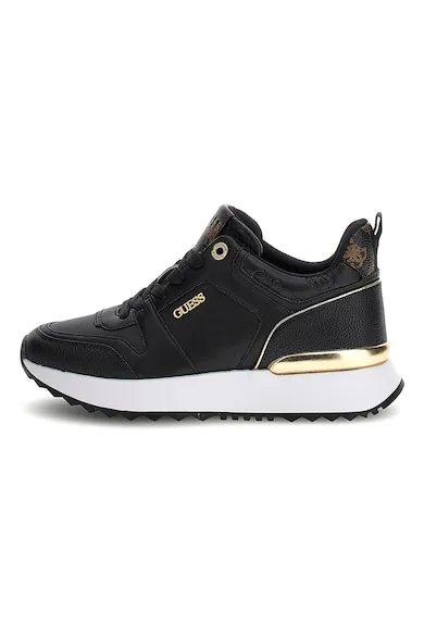 Pantofi sport de piele ecologica cu logo - Negru