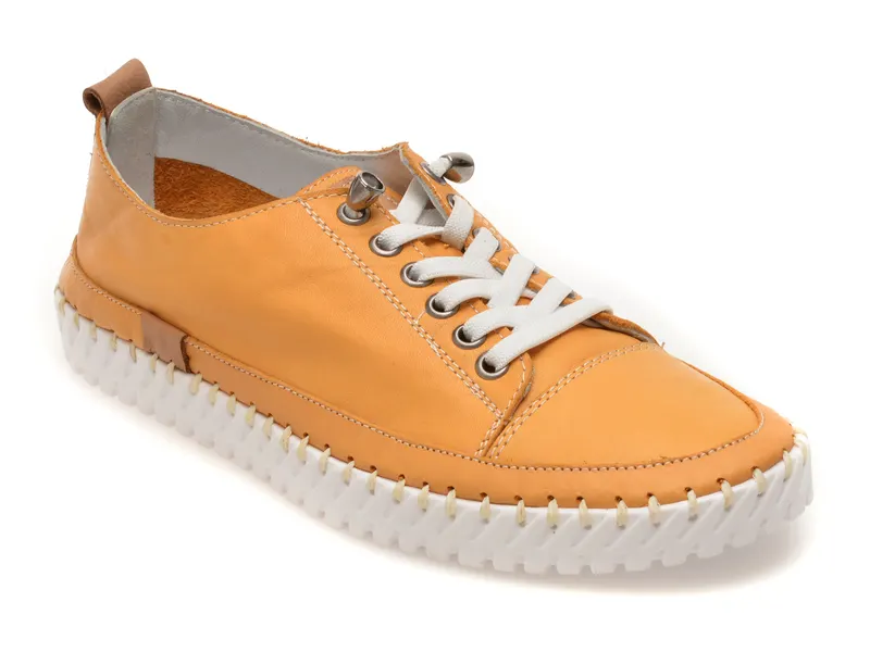 Pantofi galbeni, EV2898, din piele naturala