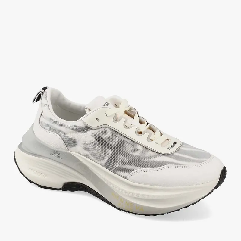 Sneakers femei Premiata Hill albi din piele și textil 1691DP7507A — imaginea 2