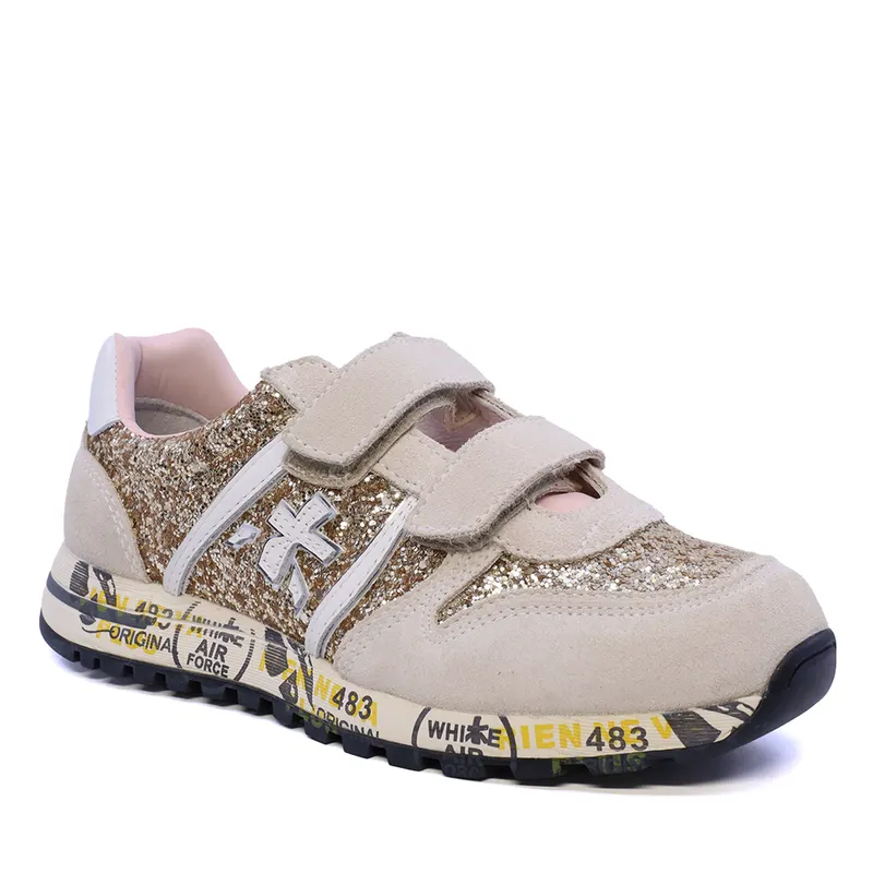 Sneakers fete Premiata Sky aurii din piele 1711FP9515GLAU — imaginea 2