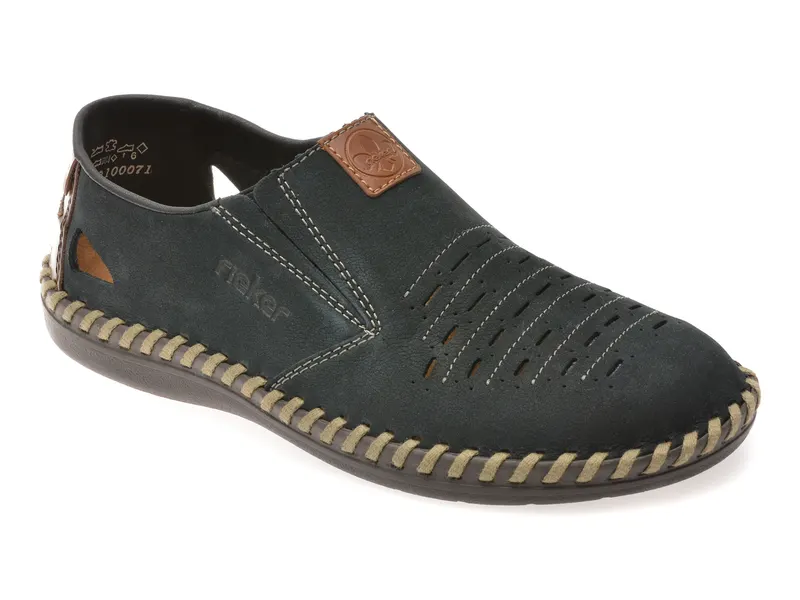 Pantofi RIEKER bleumarin, B2457, din piele naturala