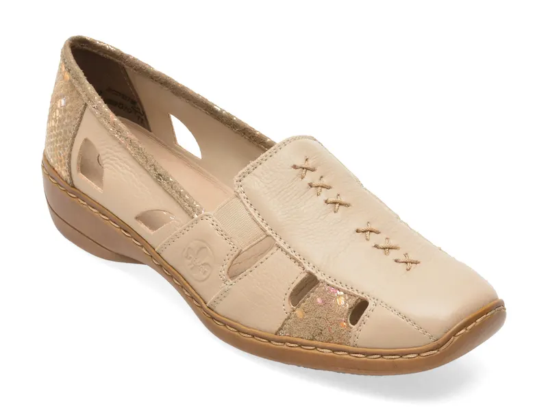 Pantofi RIEKER bej, 41385, din piele naturala