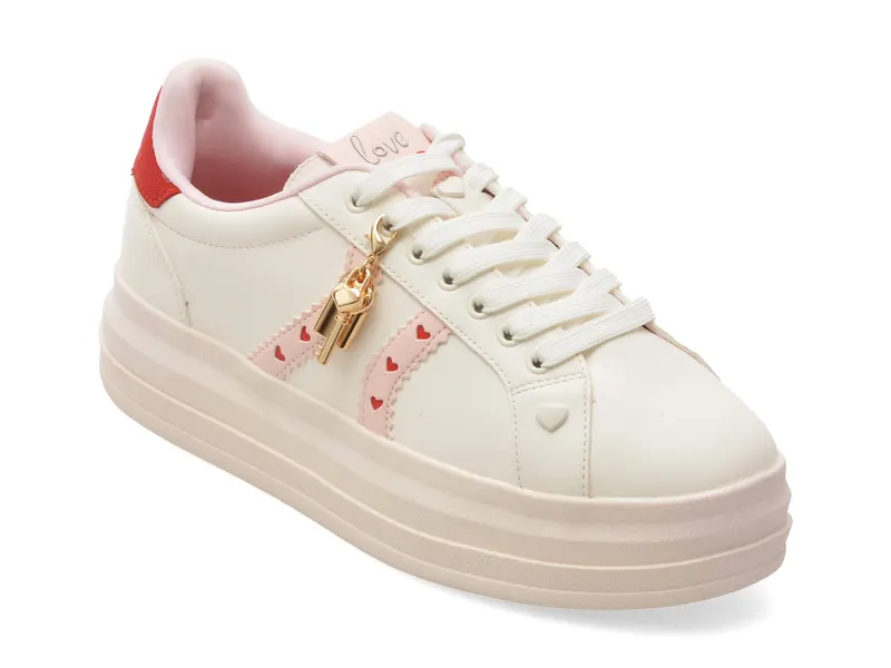 Pantofi sport albi, ADORES 100, din piele ecologica