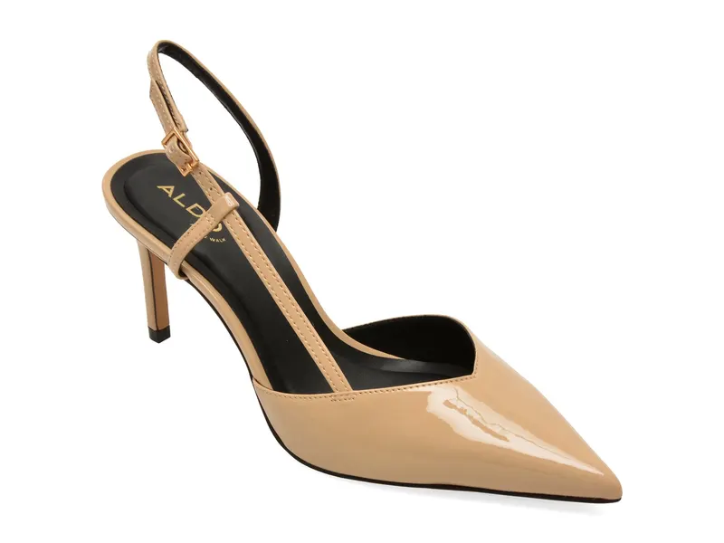 Pantofi eleganti bej, VIVENNIA 271, din piele ecologica lacuita