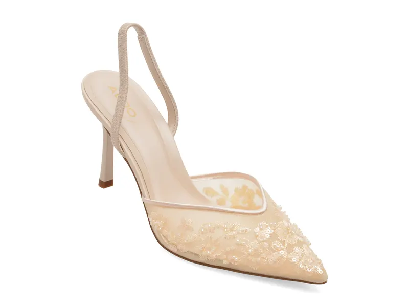 Pantofi eleganti bej, CAROLLINA 108, din material textil