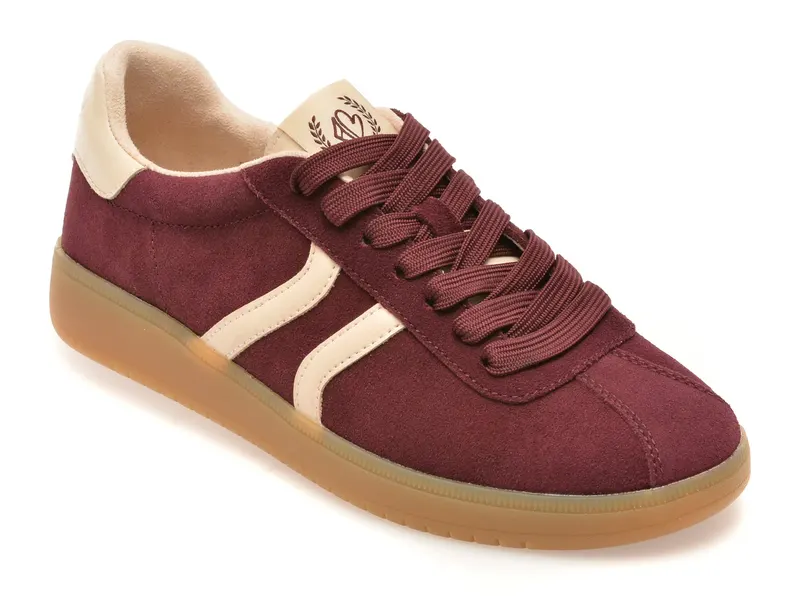 Pantofi sport visinii, CHIC SNEAKER 601, din piele intoarsa