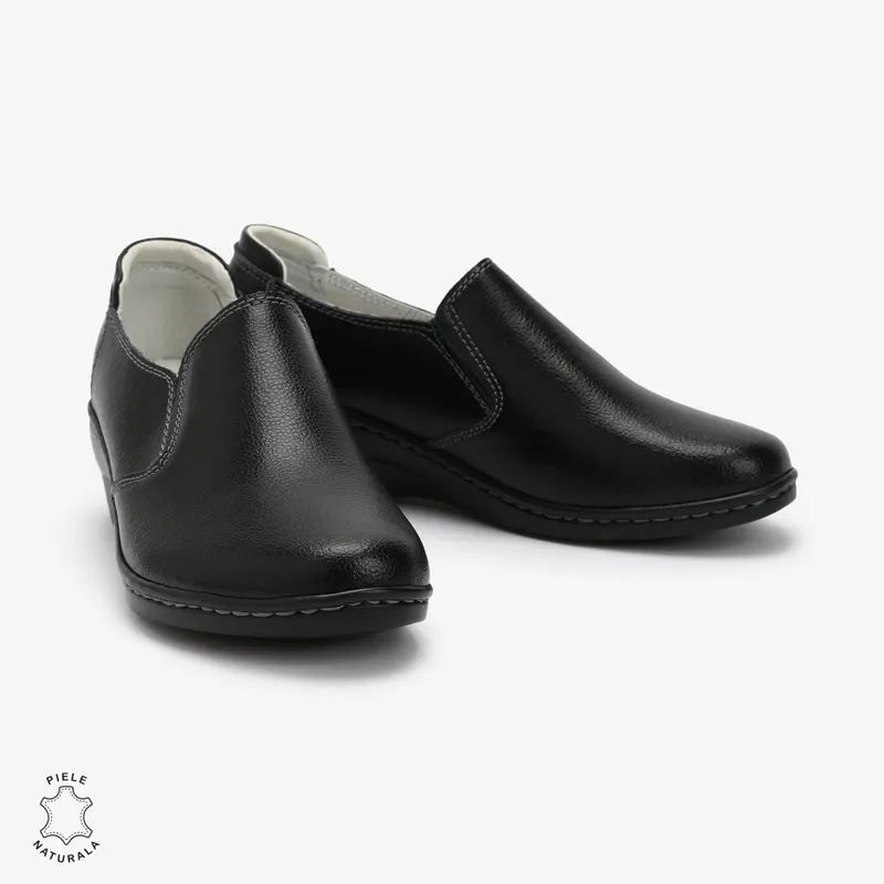 Mocasini Dama din Piele naturală CRL0118 Negru