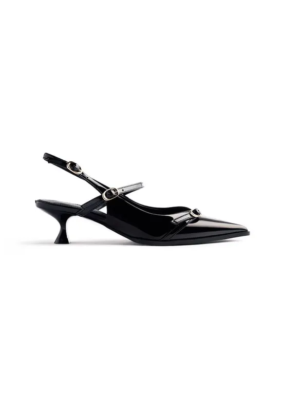 Pantofi slingback cu varf ascutit - Negru