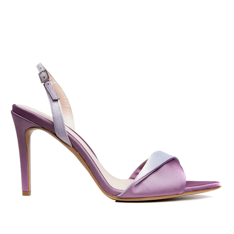Sandale Cleo Satin, Varf Ascutit, Gri-Liliac
