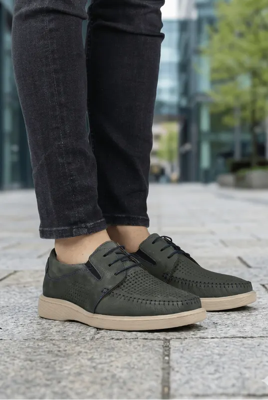 Pantofi Casual de Barbati din Piele Nubuk Gri - JAZ GREY