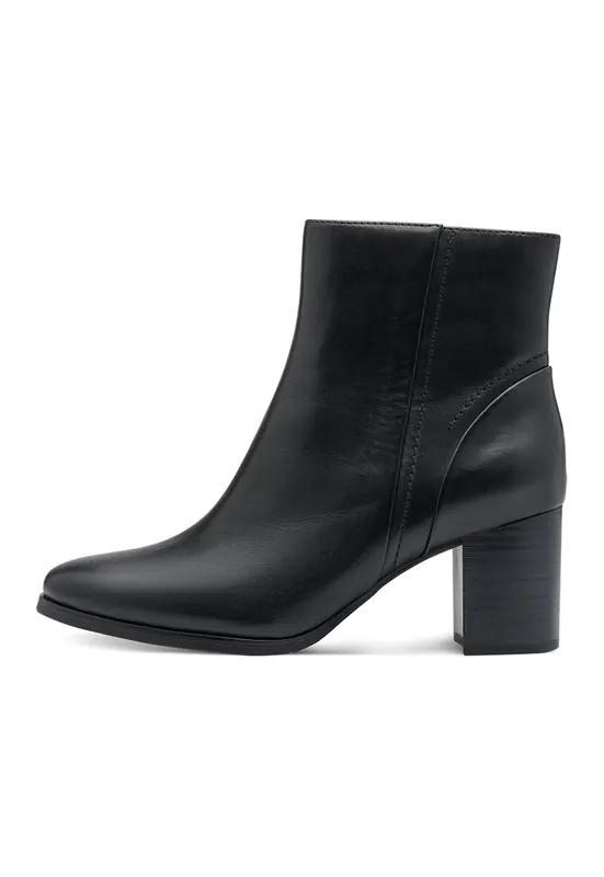 Botine de piele cu fermoar - Negru