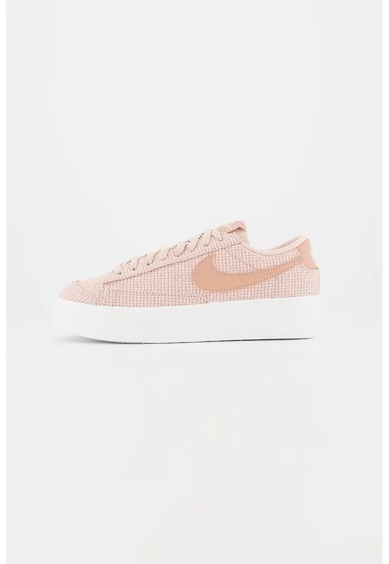 Pantofi sport texturati de piele cu garnituri de piele Blazer Low Platform - Roz prafuit
