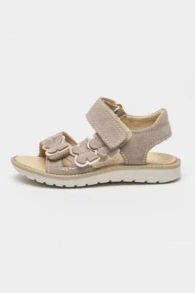 Sandale din piele intoarsa - Maro taupe deschis