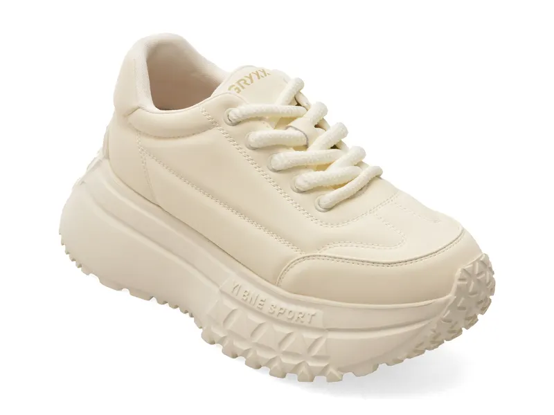 Pantofi sport albi, 957, din piele ecologica