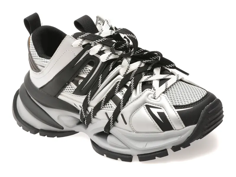Pantofi sport gri, 351210, din piele ecologica