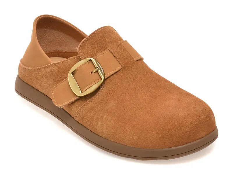 Pantofi maro, 6378, din piele intoarsa