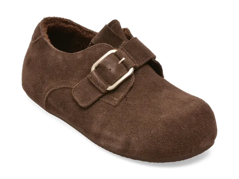 Pantofi maro, 3712, din piele intoarsa