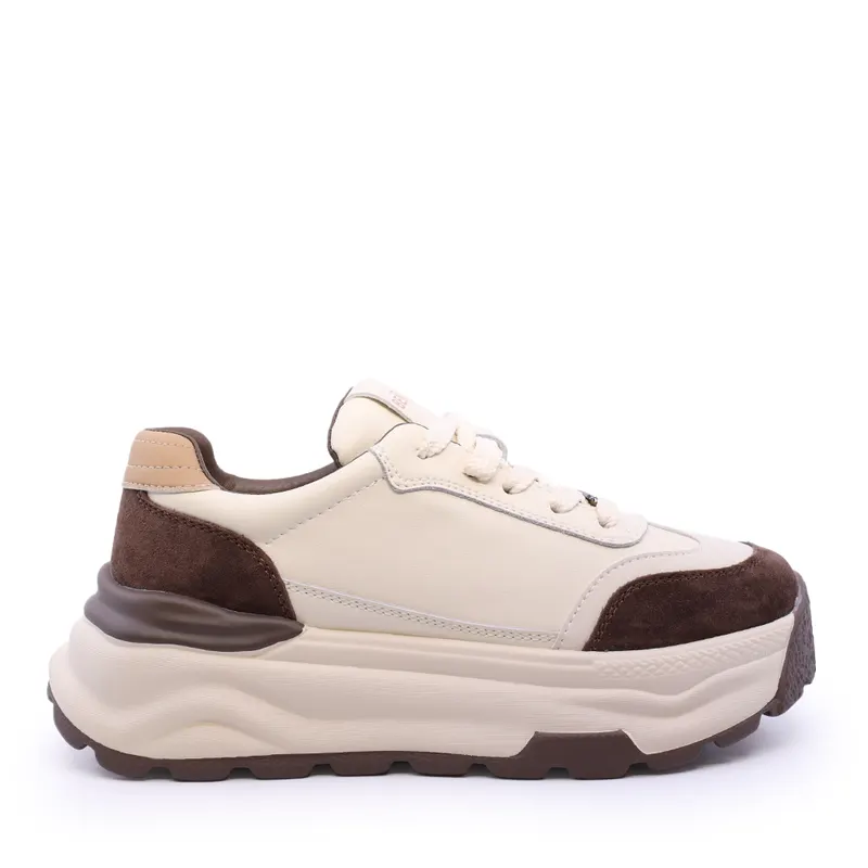 Sneakers femei bej din piele 3742dp036be
