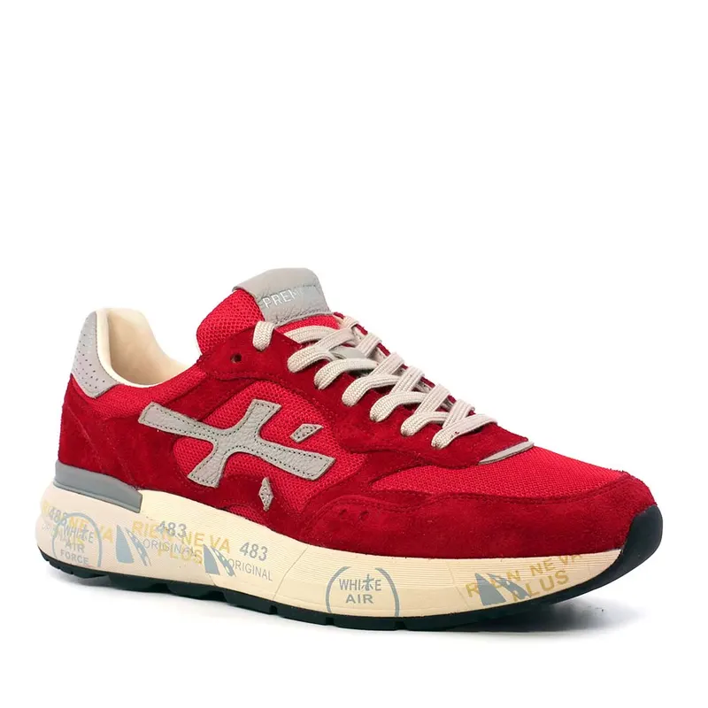 Sneakers bărbați Premiata Mick roșii din piele întoarsă și textil 1691BP8270R — imaginea 2