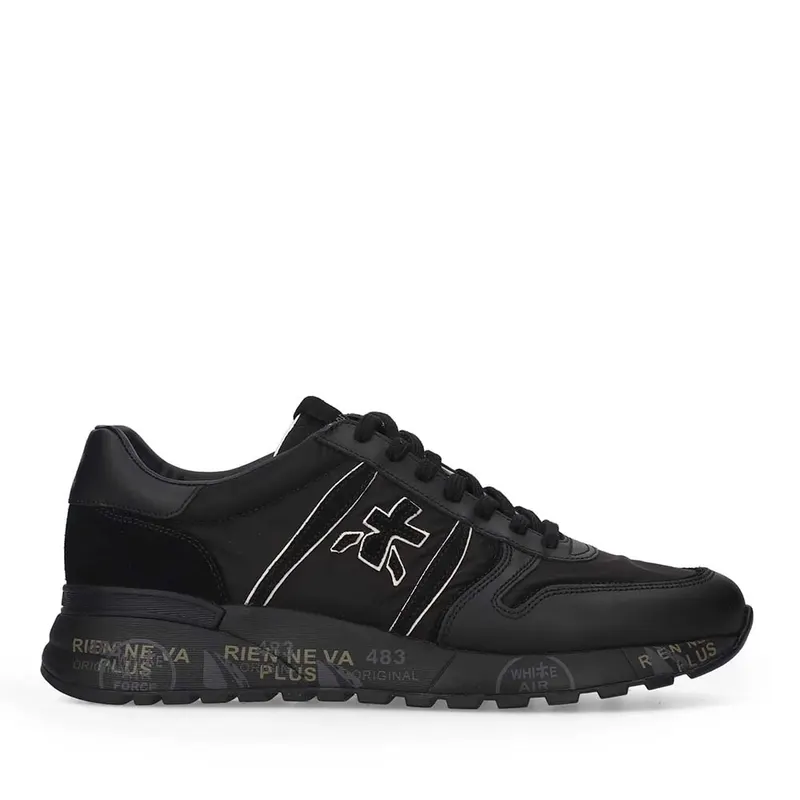 Sneakers bărbați Premiata Lander negri din piele și textil 1692BP8655N