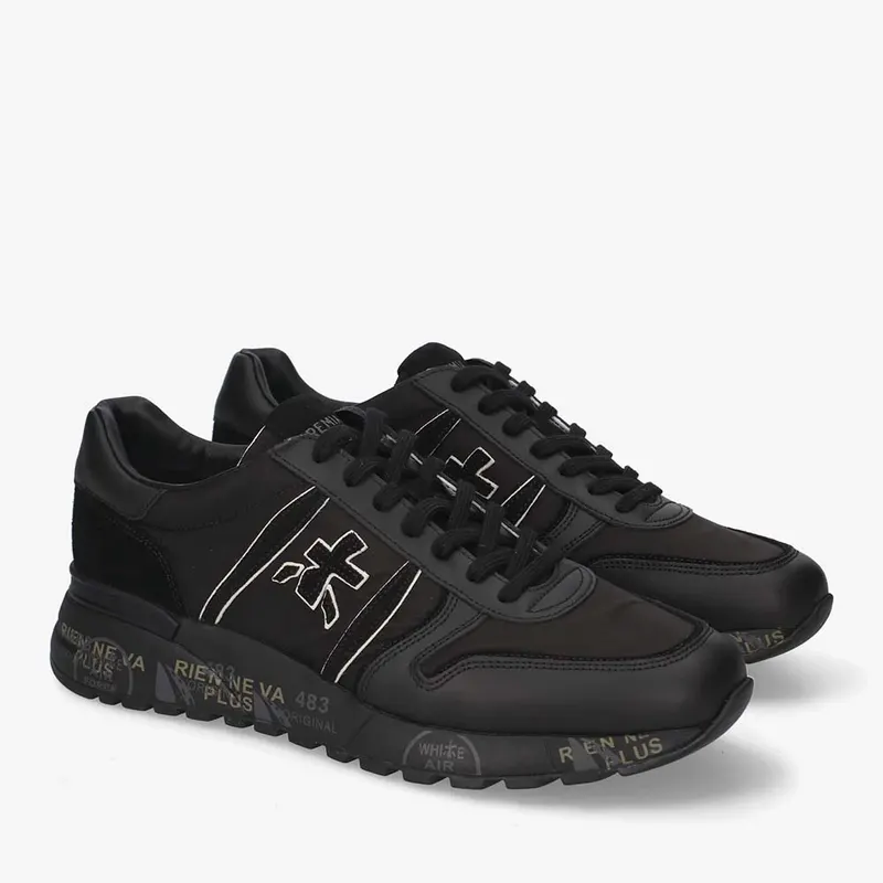 Sneakers bărbați Premiata Lander negri din piele și textil 1692BP8655N — imaginea 2