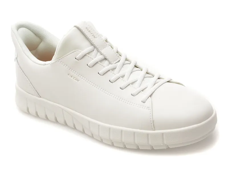 Pantofi sport GEOX albi, U65MAA, din piele naturala