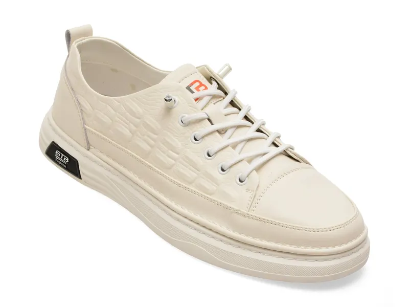 Pantofi sport BITE THE BULLET albi, A76021, din piele naturala
