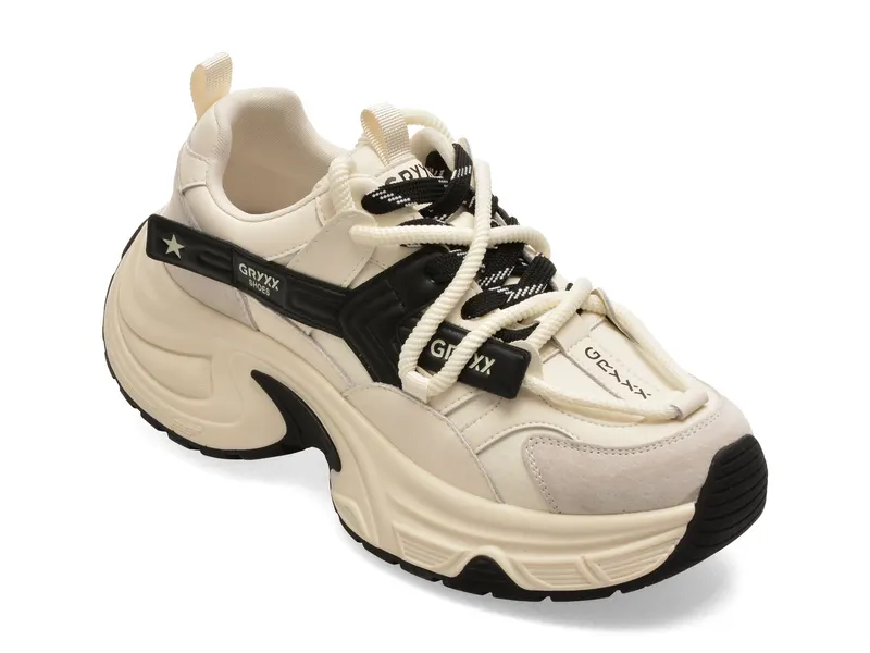 Pantofi sport GRYXX albi, 8908, din piele naturala