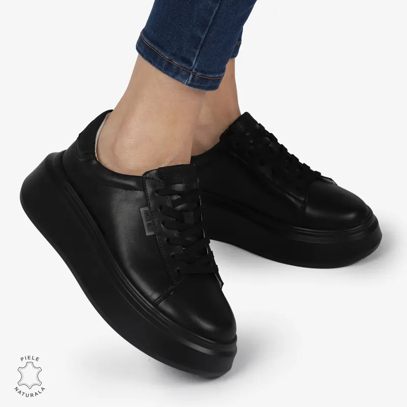 Pantofi DAMA CASUAL din piele naturală confort și stil CRL1378 NEGRU