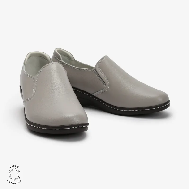 Mocasini Dama din Piele naturală CRL0118 GRI