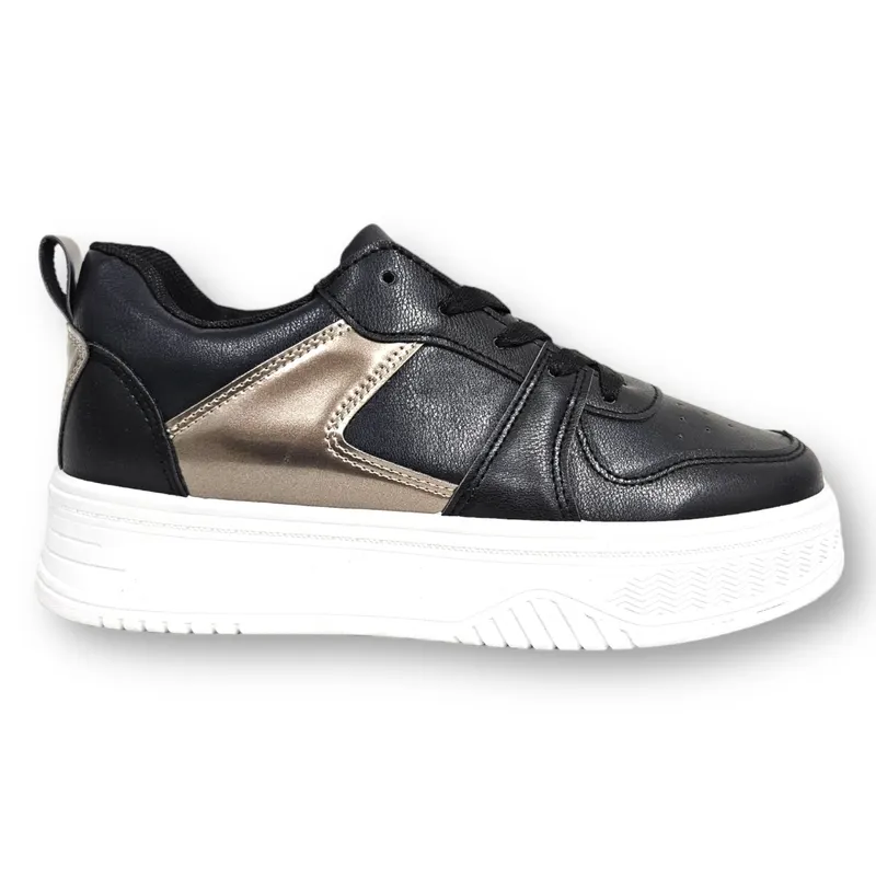 SNEAKERS din PIELE ECOLOGICA CRL0888 CULOARE:NEGRU